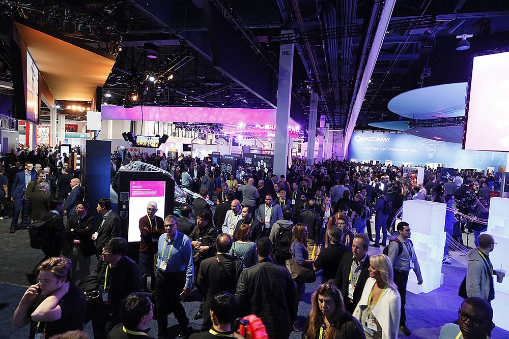 Attendees explore the show floor on CES opening day