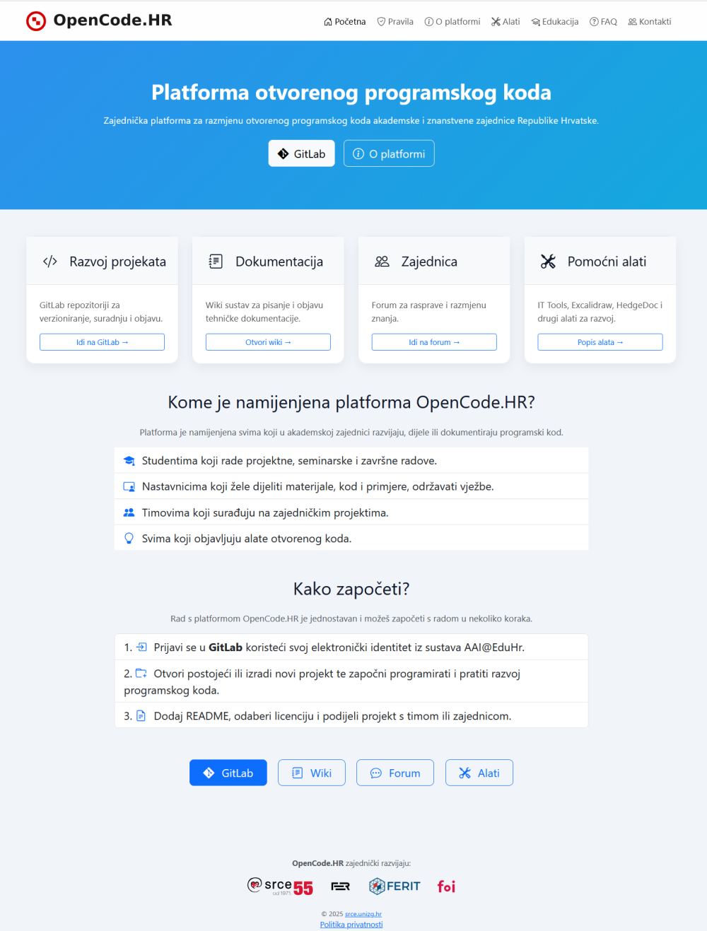 OpenCode.hr-početna stranica -screenshoot