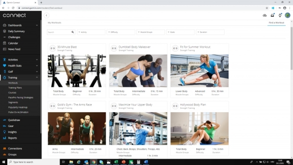Preuzmite na Garmin sat unaprijed pripremljene vježbe s Garmin Connecta