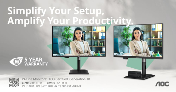 AOC Professional P4 serija: 120 Hz monitori s izvlačnim USB čvori&scaron;tima i 5-godi&scaron;njim jamstvom - AOC_24P4U_Q27P4U