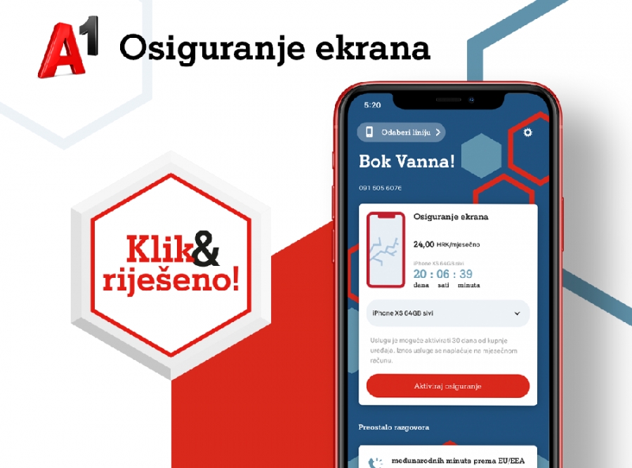 A1 digitalizirao osiguranje ekrana mobitela i tableta